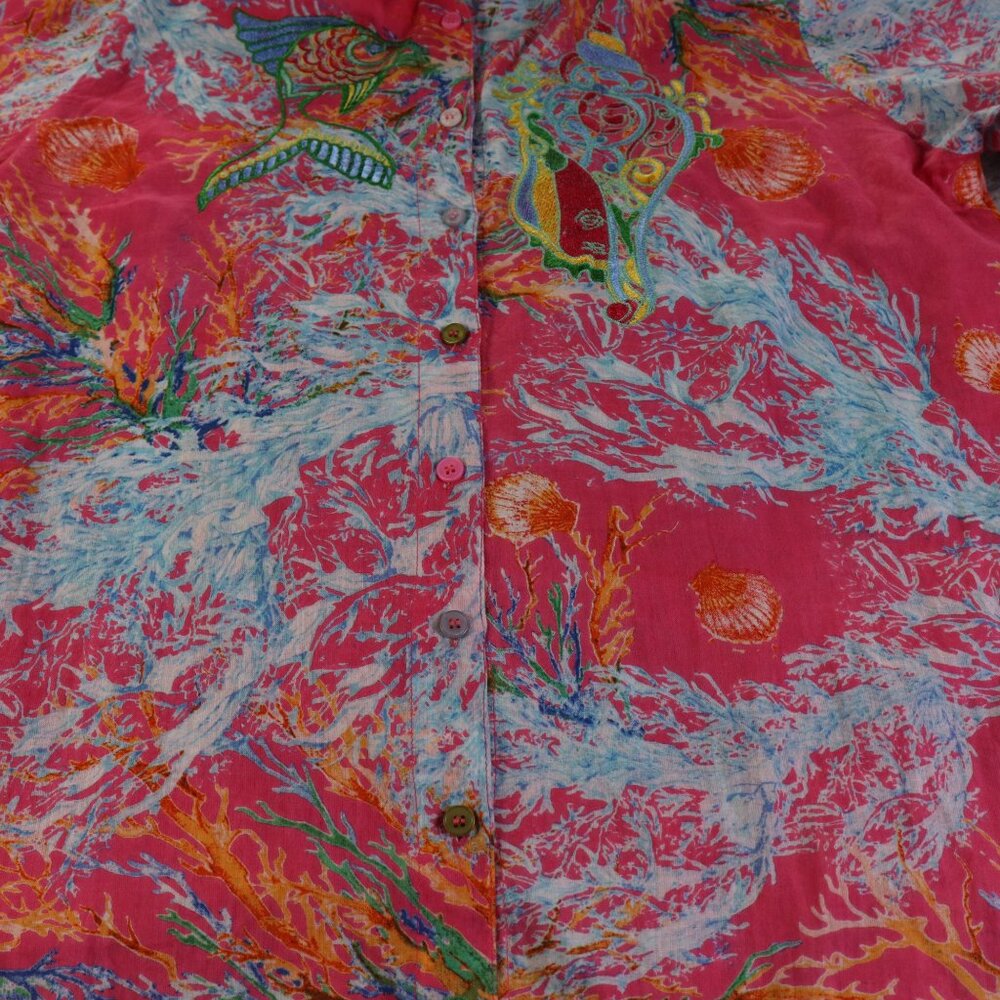 Amtica Santoria Top Womens S Pink Colorful Embroidery Boho by Giacomo Cinque - Picture 6 of 12